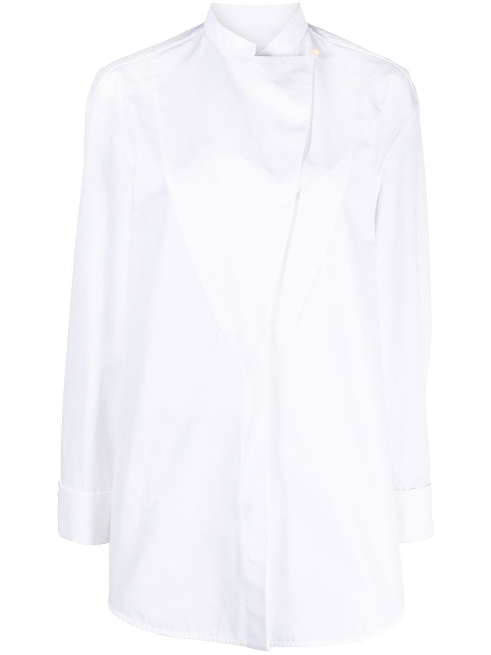 Wrap-design cotton shirt - White