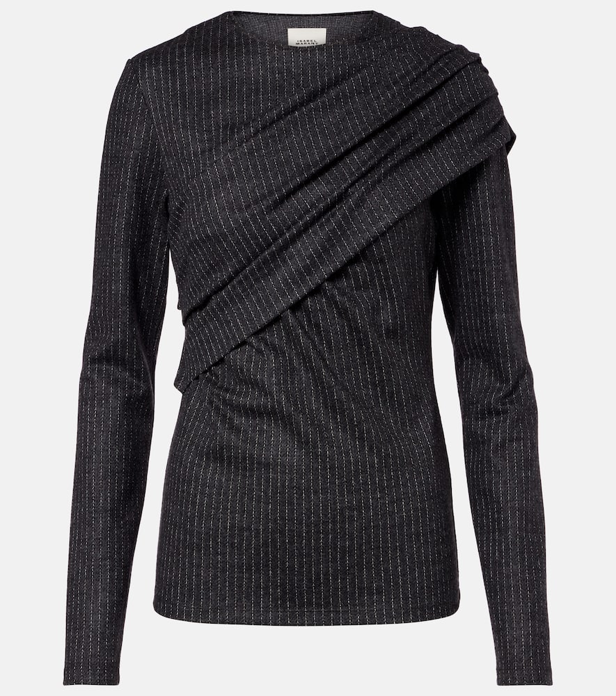 Asna chalk stripe wool and cotton top