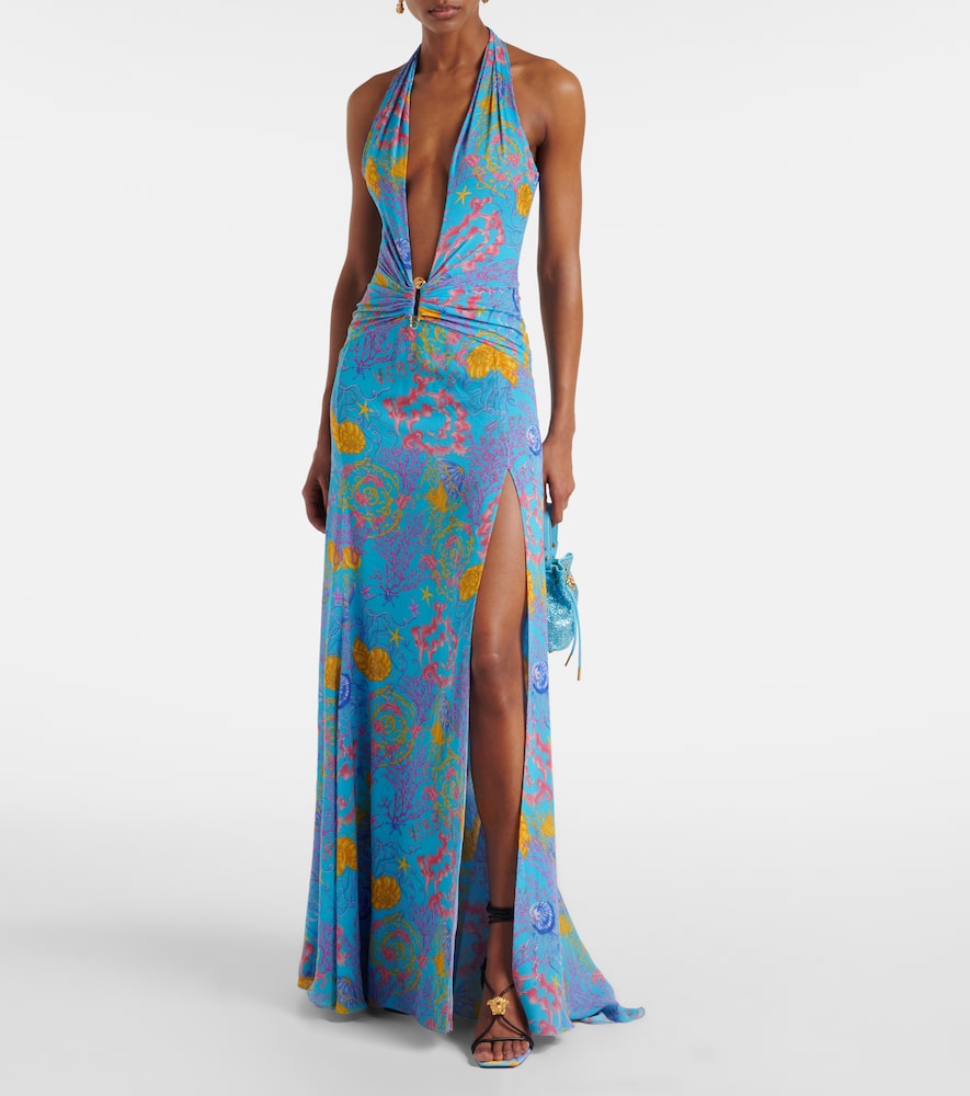 Printed halterneck gown