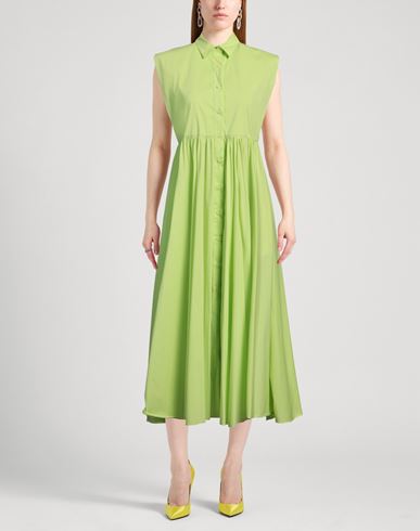 Woman Midi dress Lime green Size 4 Cotton, Polyamide, Elastane