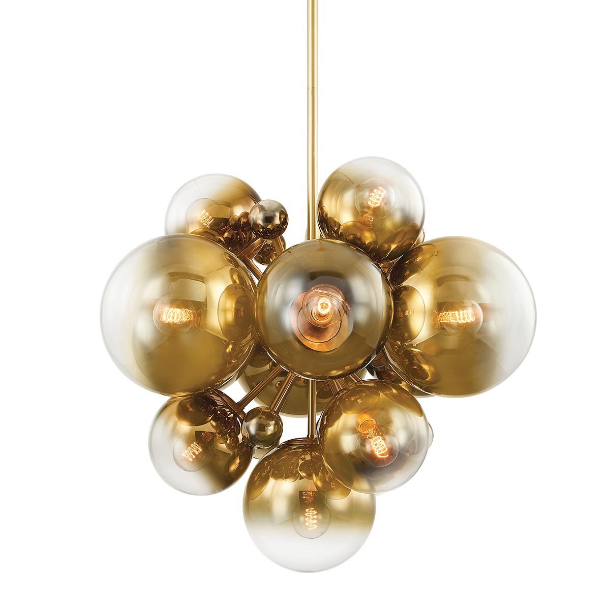 Vintage Polished Brass 13 Light Chandelier from the Kyoto Collection