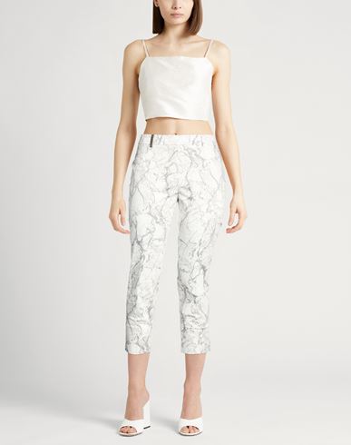 Woman Pants White Size 6 Cotton, Elastane