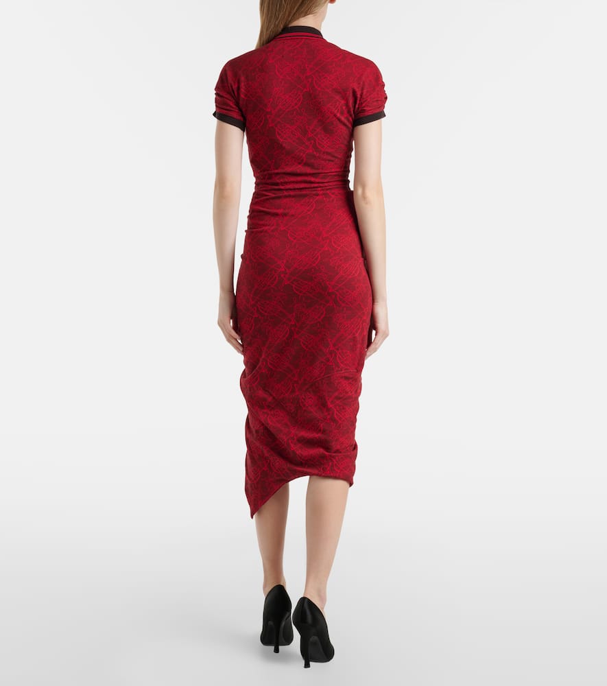Pulling cotton jacquard midi dress