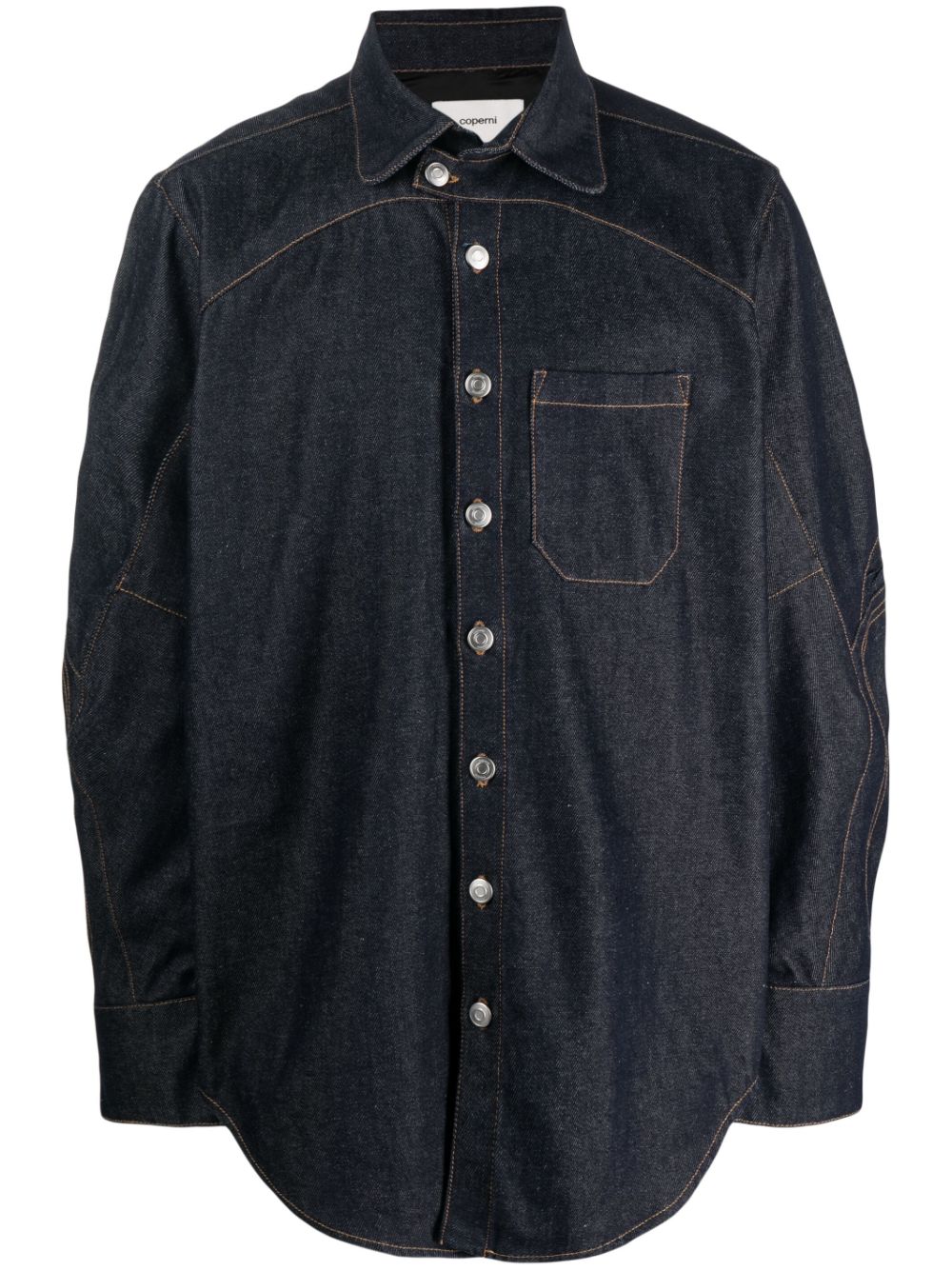 Drop-shoulder denim shirt - Blue