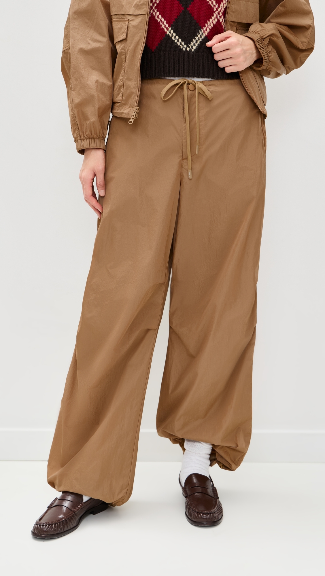 Eco Nylon Taffeta Woven Standard Pants Cafe Tan