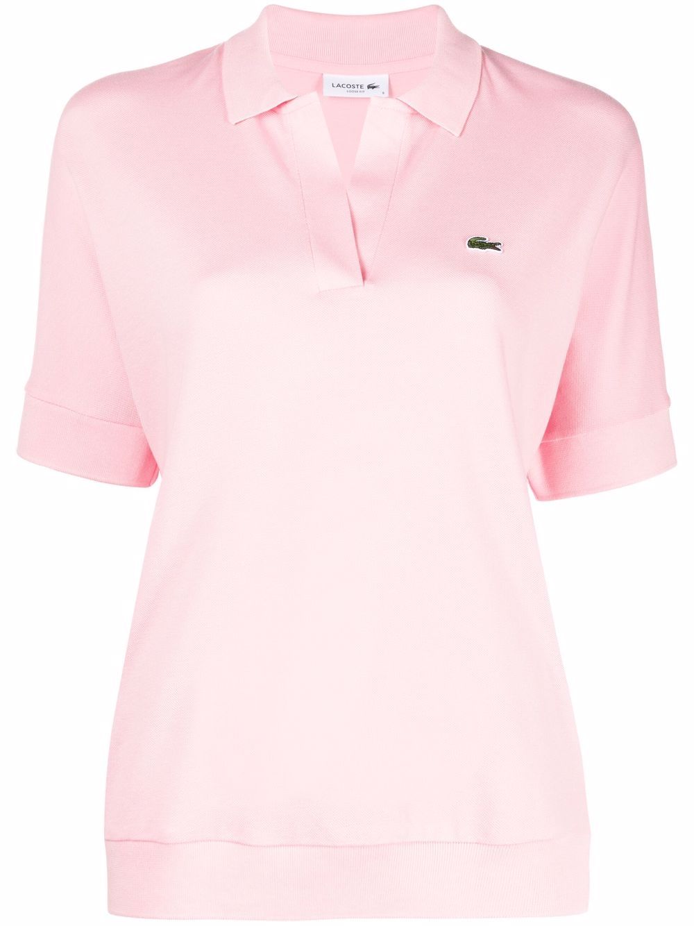 Logo-patch short-sleeve polo shirt - Pink