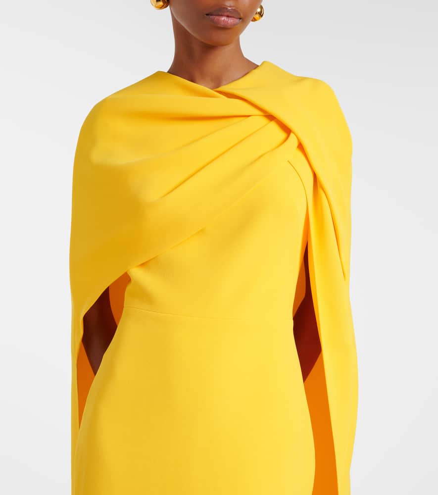 Oria Lupine caped crêpe cocktail dress