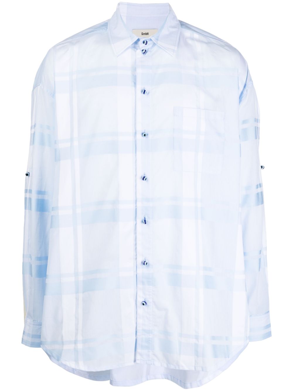 Semi-sheer plaid cotton shirt - Blue