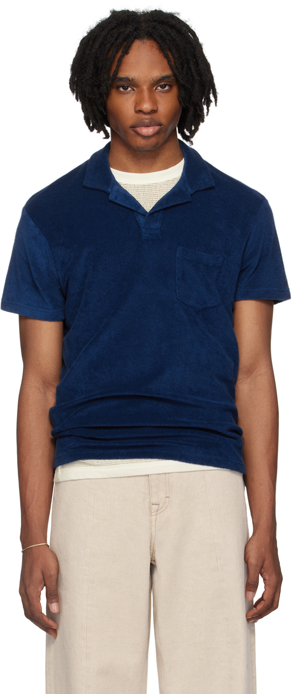 Orlebar Brown Navy Open Placket Polo