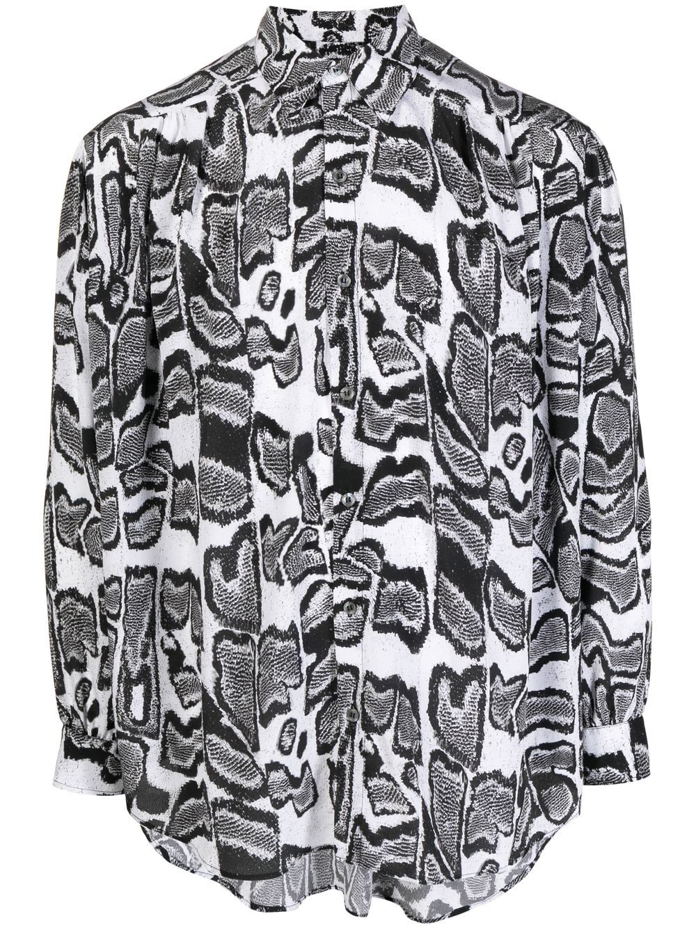 Abstract-pattern long-sleeve shirt - White