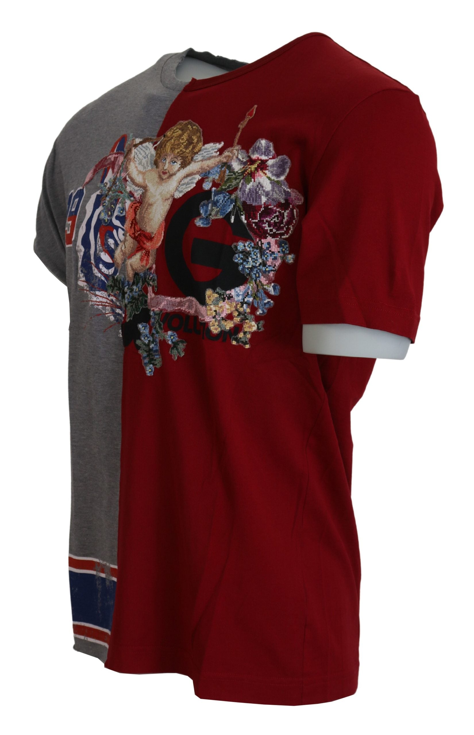 Embroidered Angel & Floral T-Shirt — Red