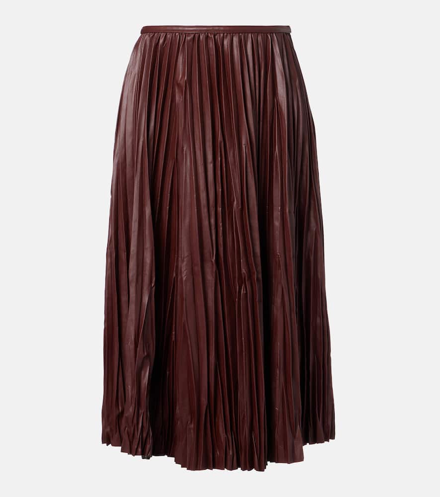 Rosalyn plissé faux leather midi skirt