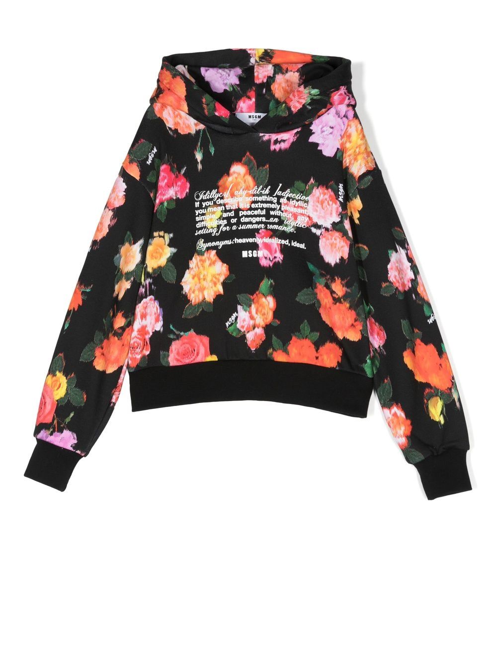 Floral print hoodie - Black