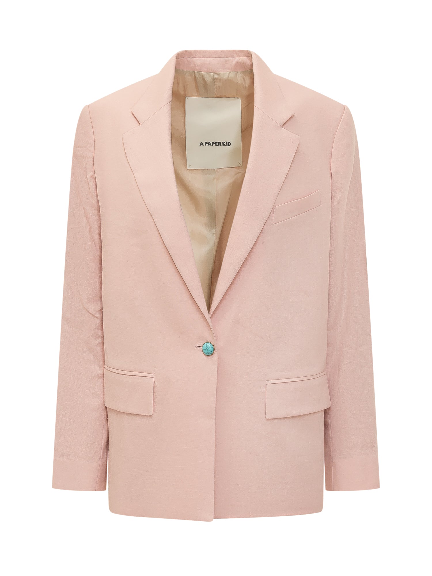 Mini Linen Jacket with Single Reverse Button