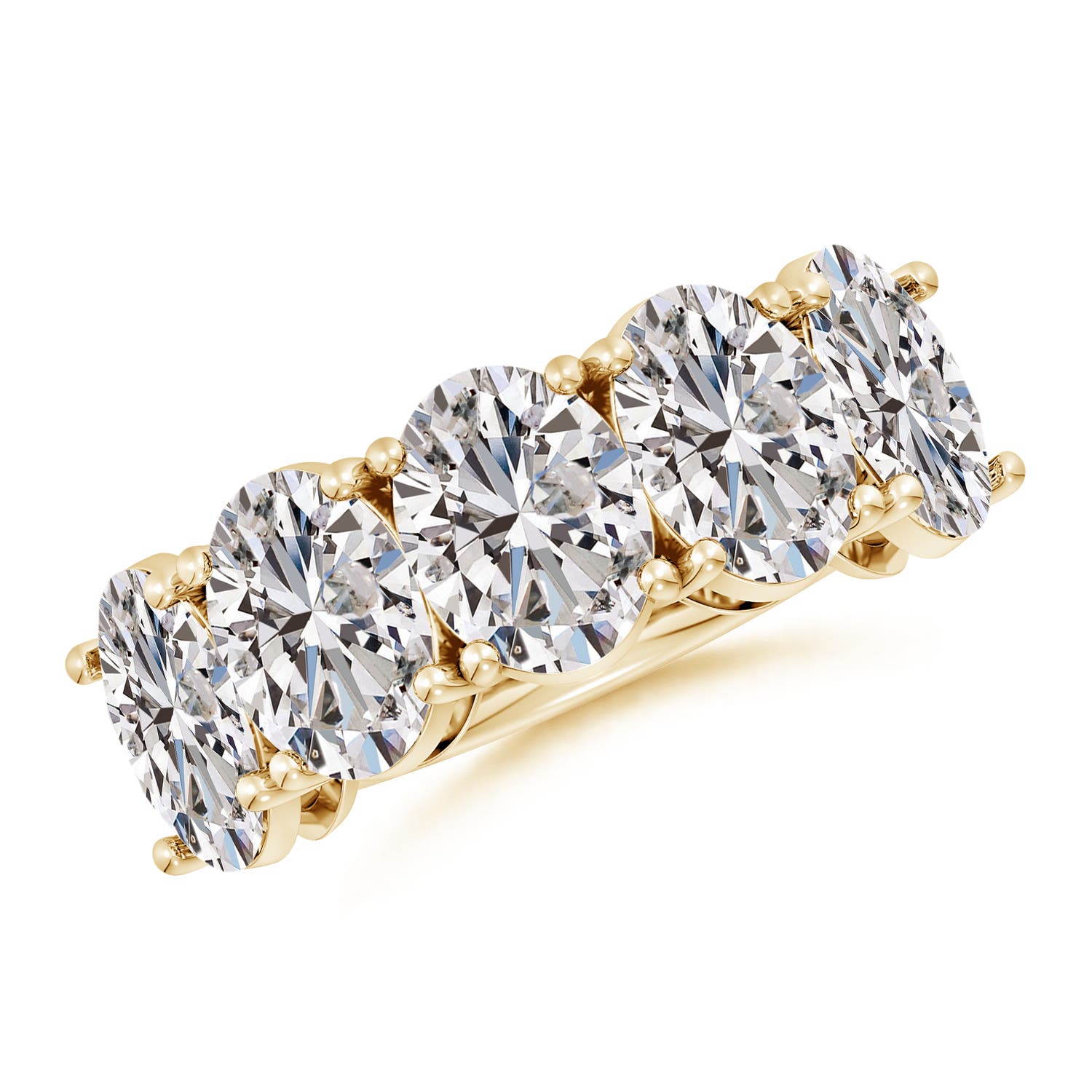 Angara 7.5 Carats Oval Diamond Five Stone Classic Anniversary Ring in 18K Yellow Gold