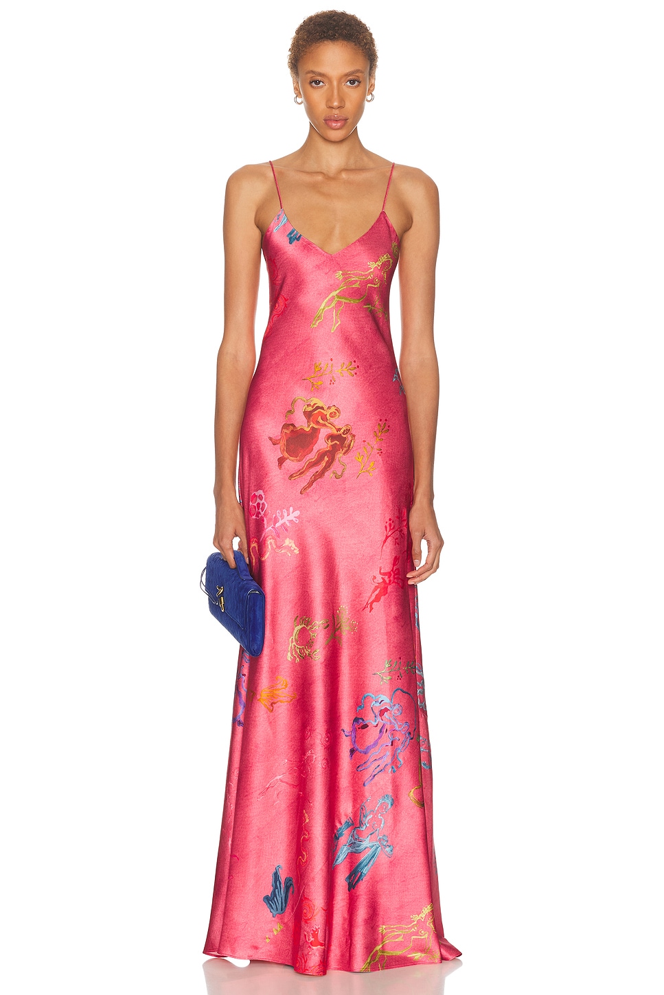 Alejandra Alonso Rojas Bias Slip Gown in Pink Print - Blush. 2 also in