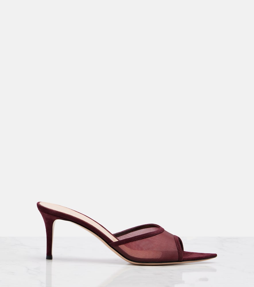 Gianvito Rossi Pointy 70 suede and organza mules