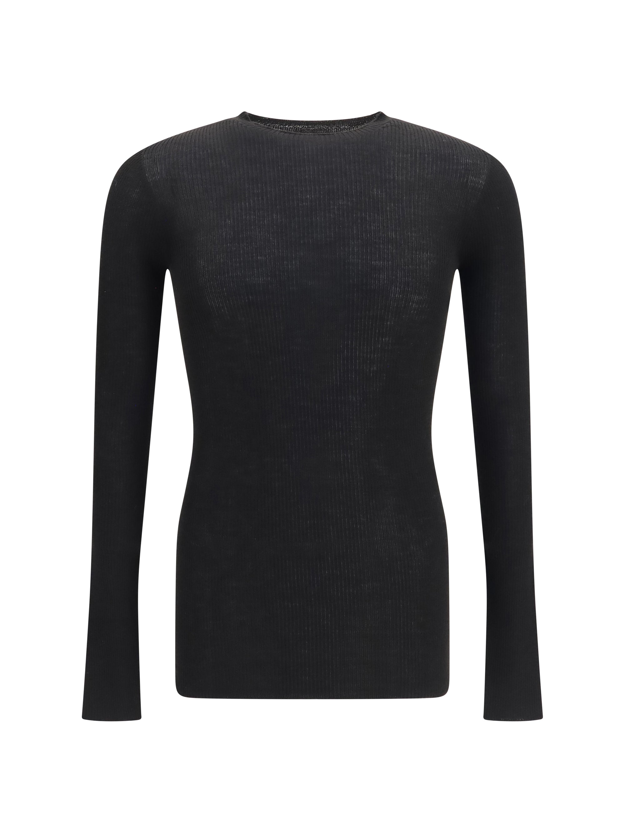 Slim Ribbed Merino Wool Sweater — Black