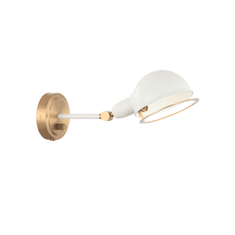 Aged Gold Brass White One Light Wall Sconce from the Blare Collection