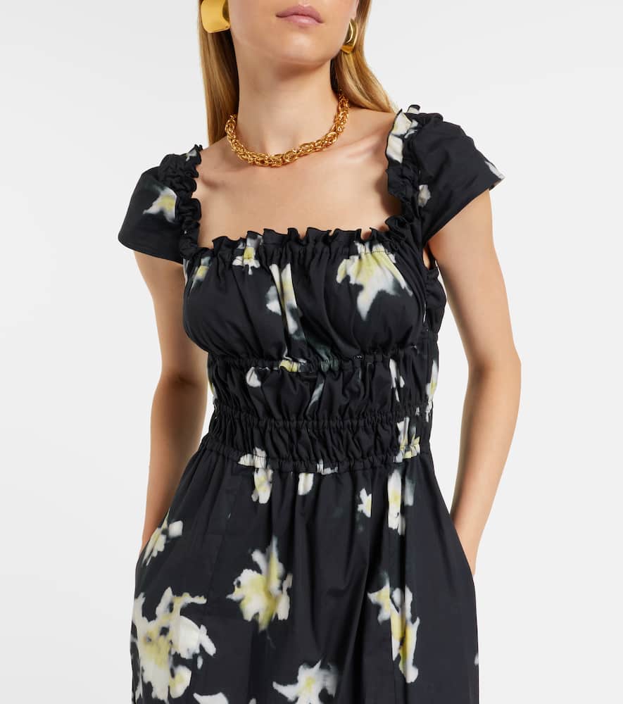 Floral cotton-blend midi dress