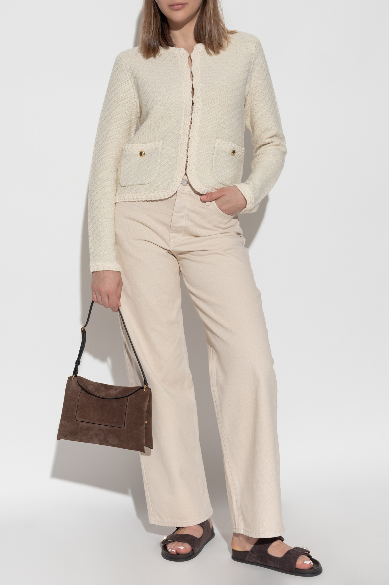 Cardigan With Pockets, Women's, Cream