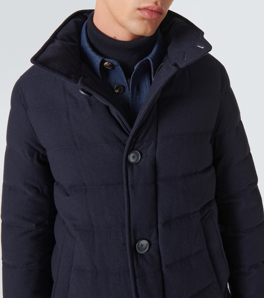 Paneled cashmere-blend down jacket