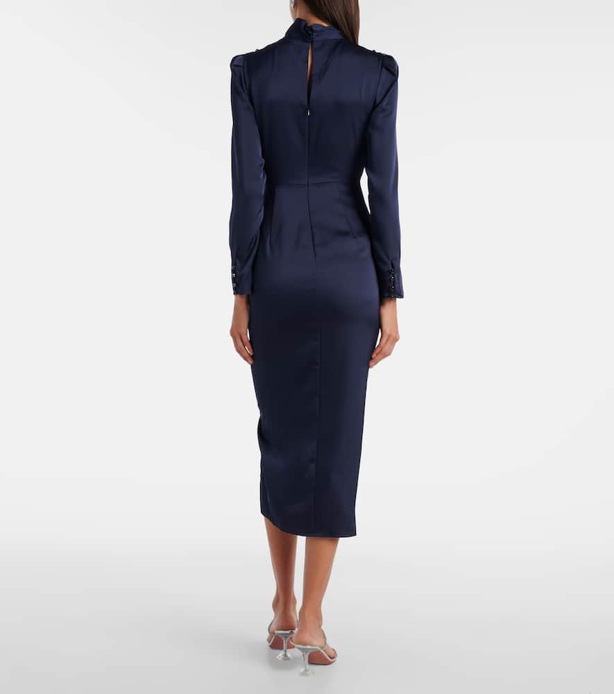 Draped satin midi dress