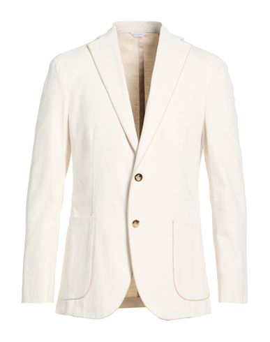 Man Blazer Cream Size 40 Cotton, Linen, Elastane