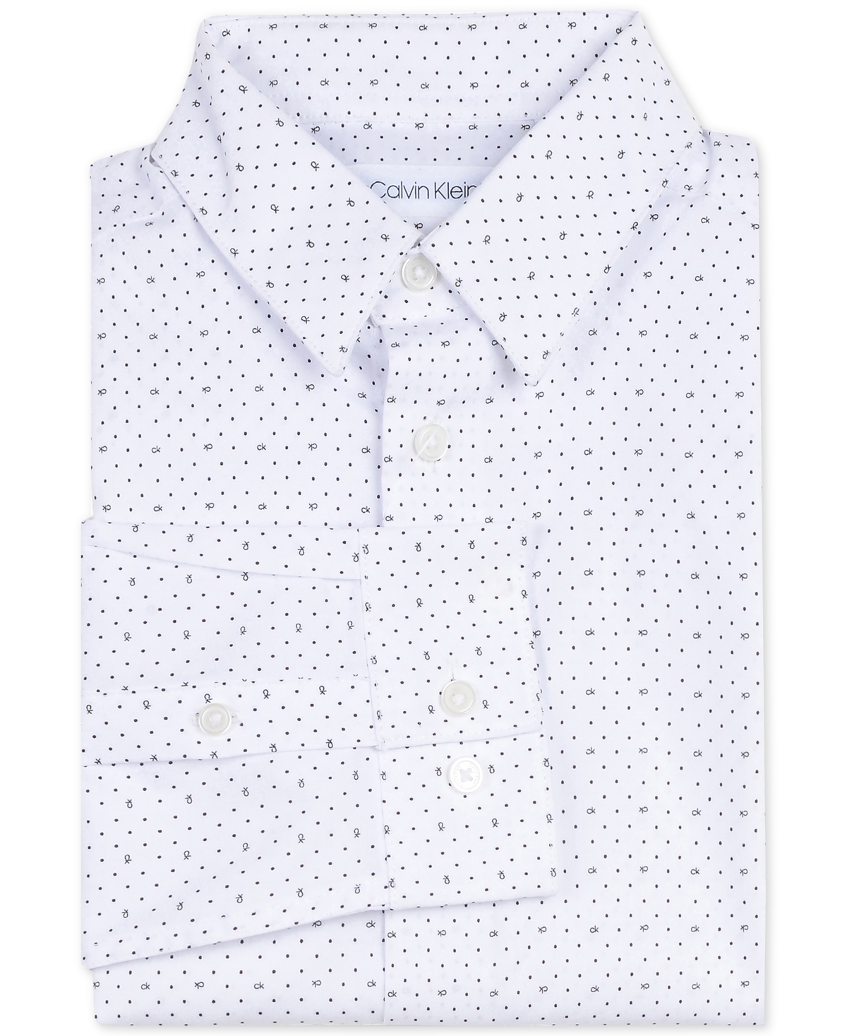 Big Boys Slim-Fit Stretch Logo Dot-Print Dress Shirt - White