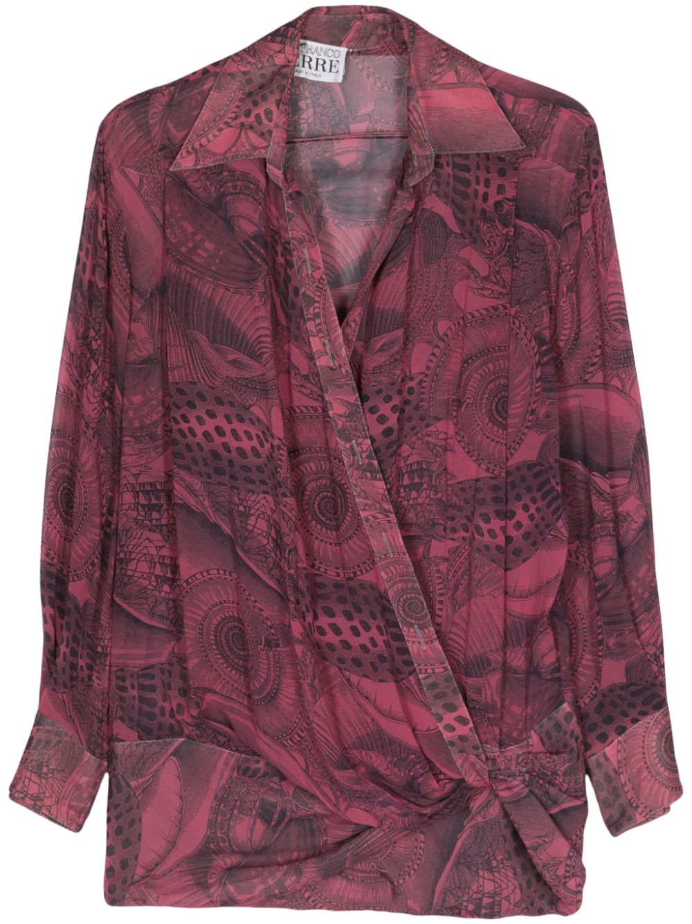 2000s graphic-print silk shirt - Pink