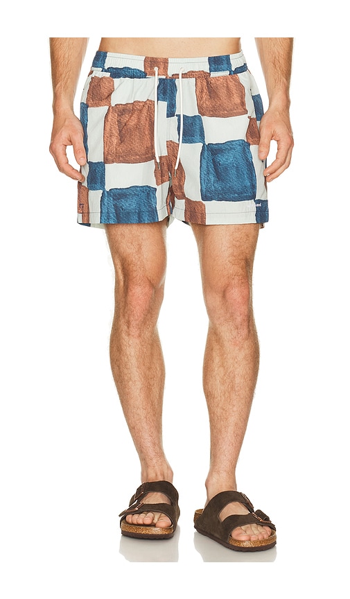 Edmmond Studios Rubik Swim Shorts in Plain Taupe - Blue,Brown. M also in L, S, XL/1X