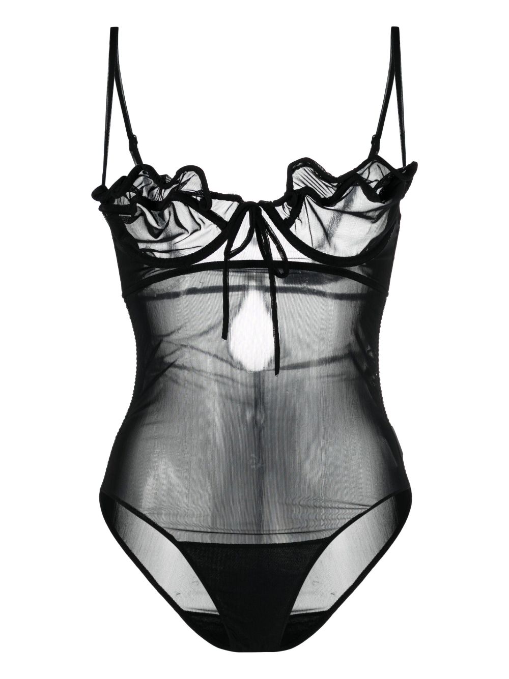 Sheer-construction underwired bodysuit - Black
