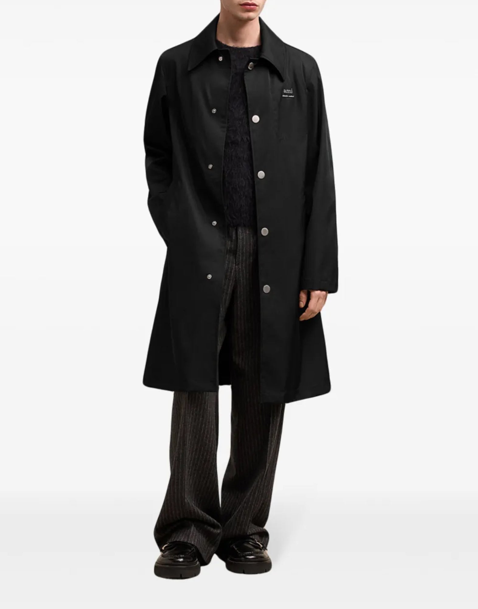 Technical Twill Logo Raincoat — Black