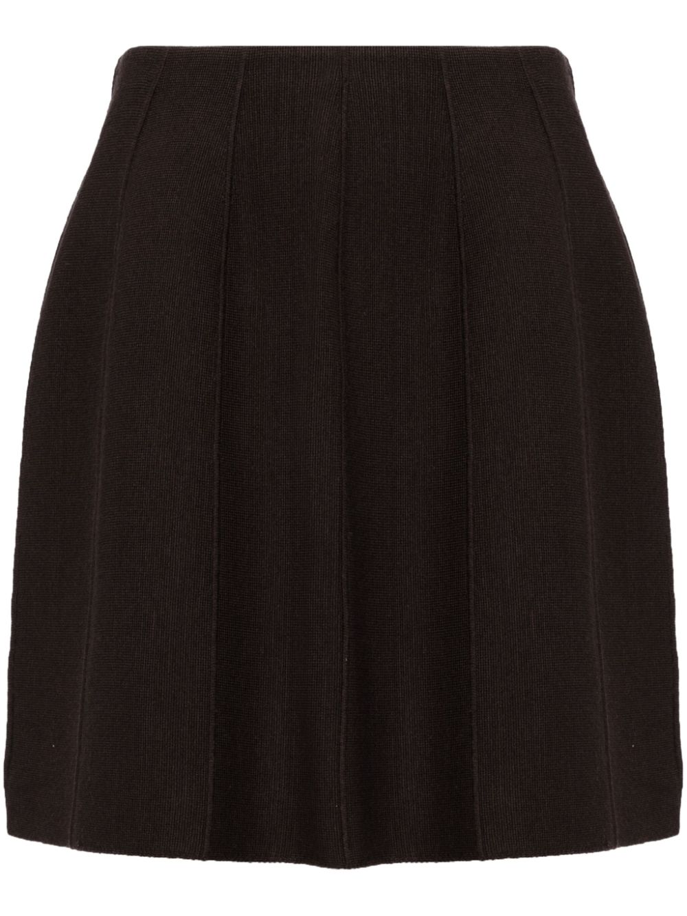 Ribbed-detailed knitted skirt - Brown