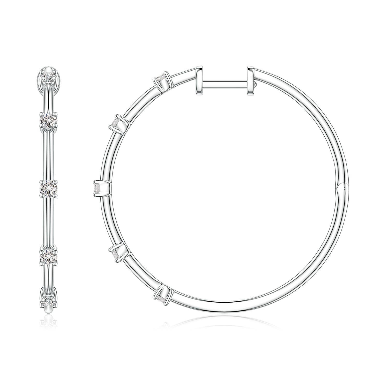 Angara 0.35 CTW Round Diamond Five-Stone Station Hoop Earrings in Platinum