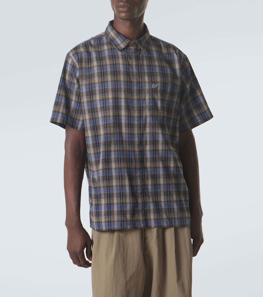 Checked cotton-blend shirt