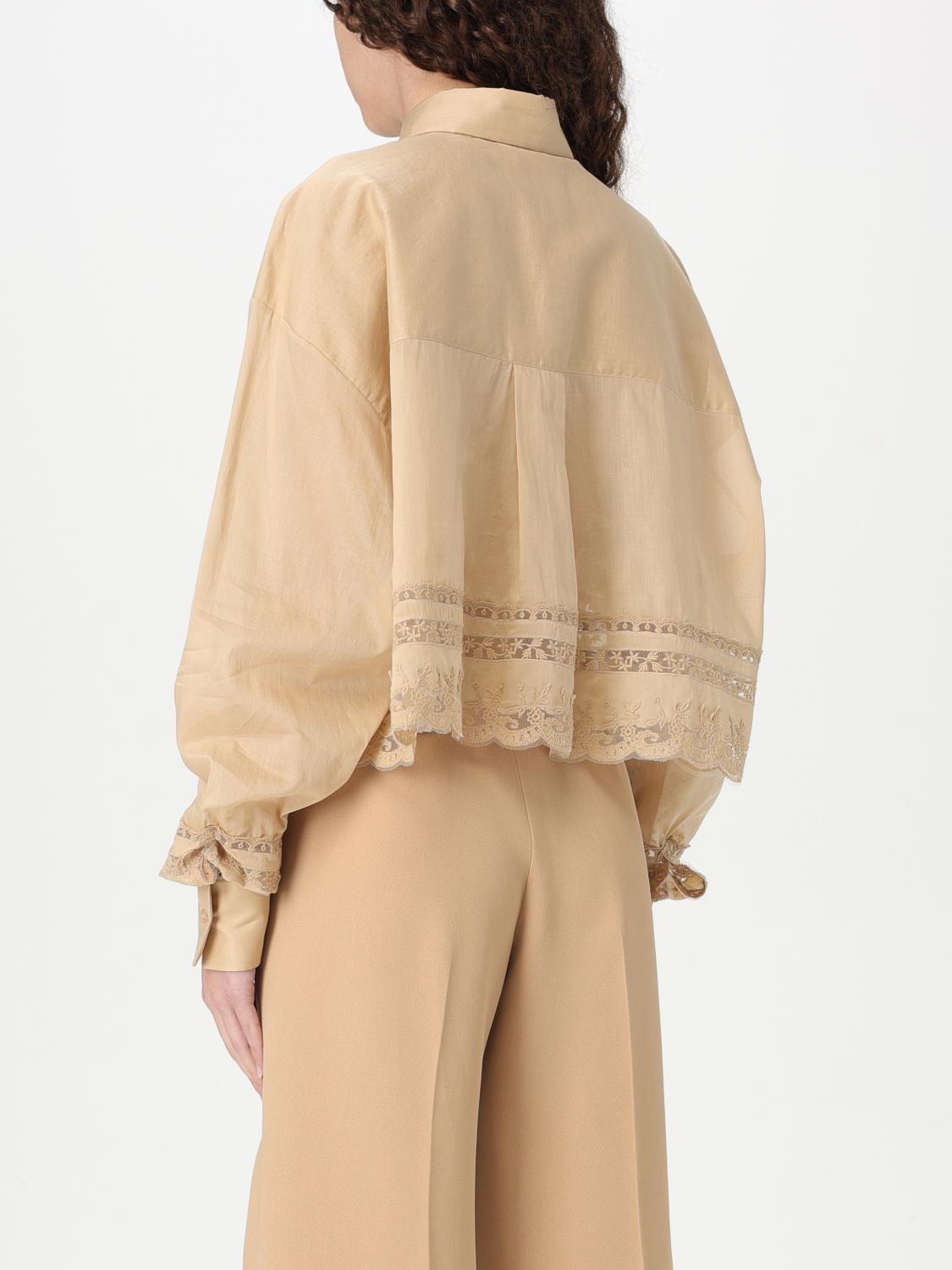 Floral-embroidery shirt - Neutrals