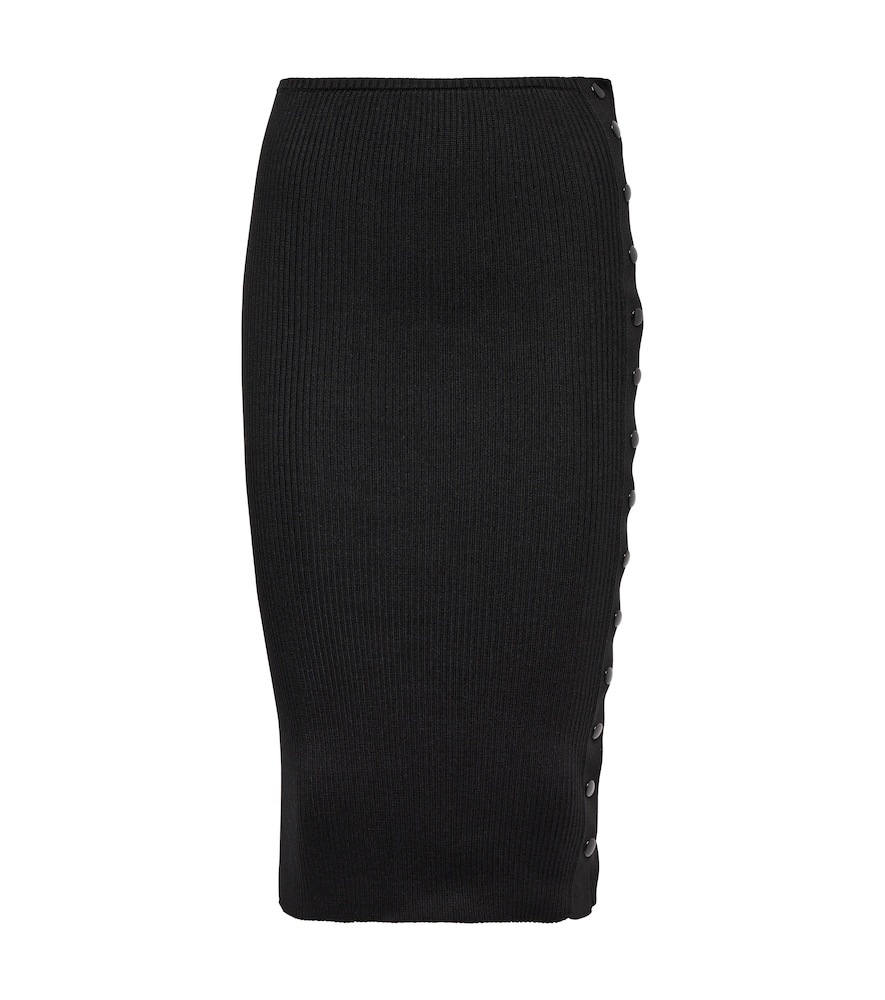 Finn ribbed-knit silk pencil skirt