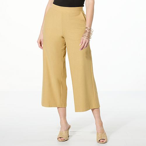 WynneLayers Essential Crepe Knit Wide-Leg Cropped Pant - Black