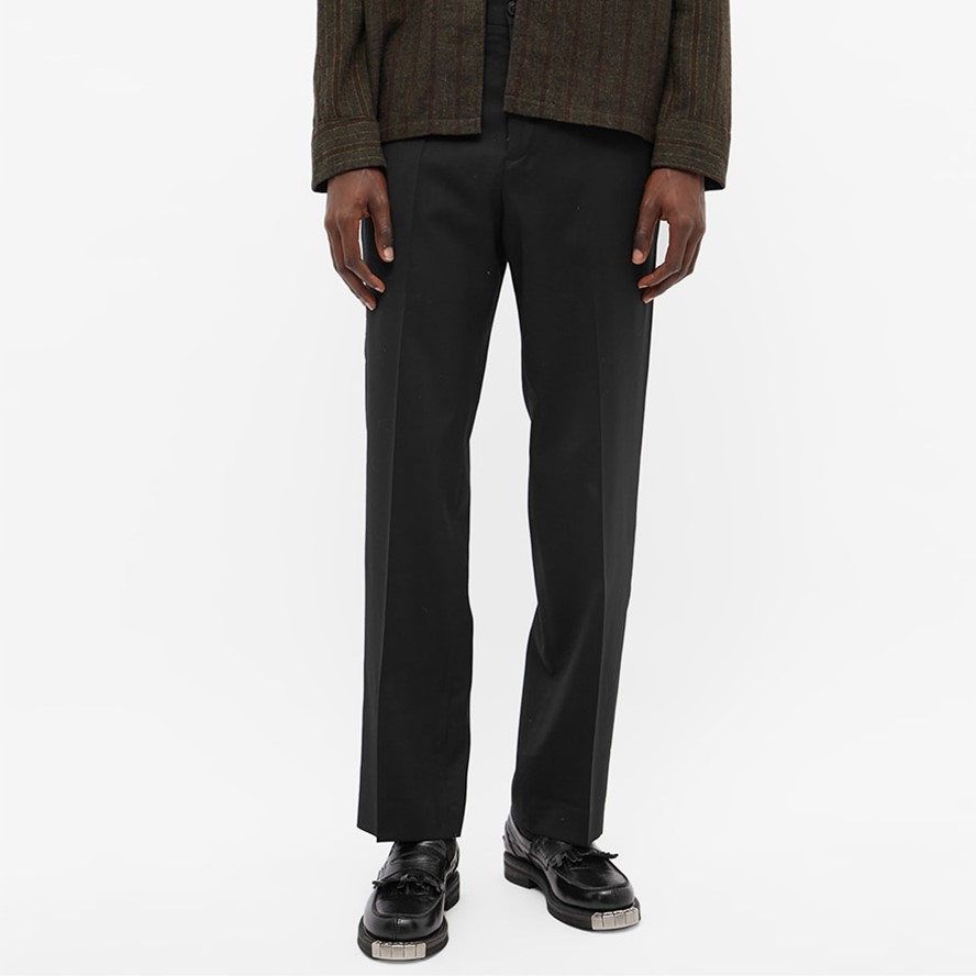 Straight-leg wool chinos
