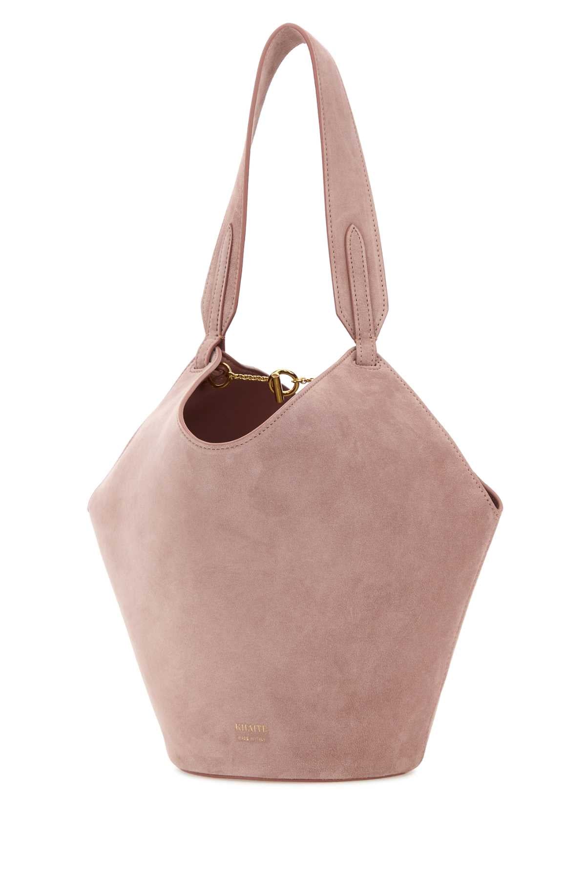 Khaite Pink Suede Mini Lotus Shoulder Bag