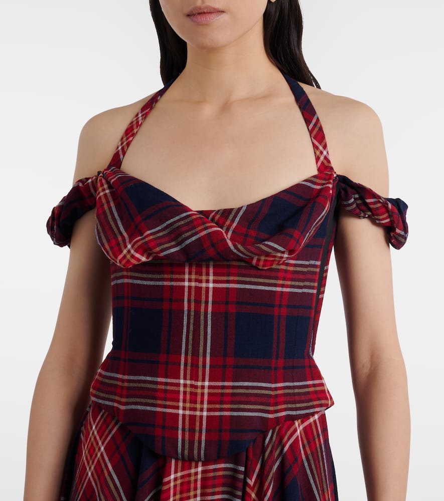 Chichi draped plaid midi dress