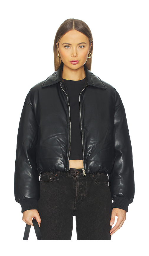 Superdown Sanja Faux Leather Jacket in Brown. S. Also in
