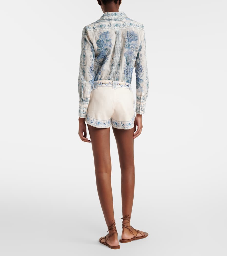 Wanderlust belted floral linen shorts