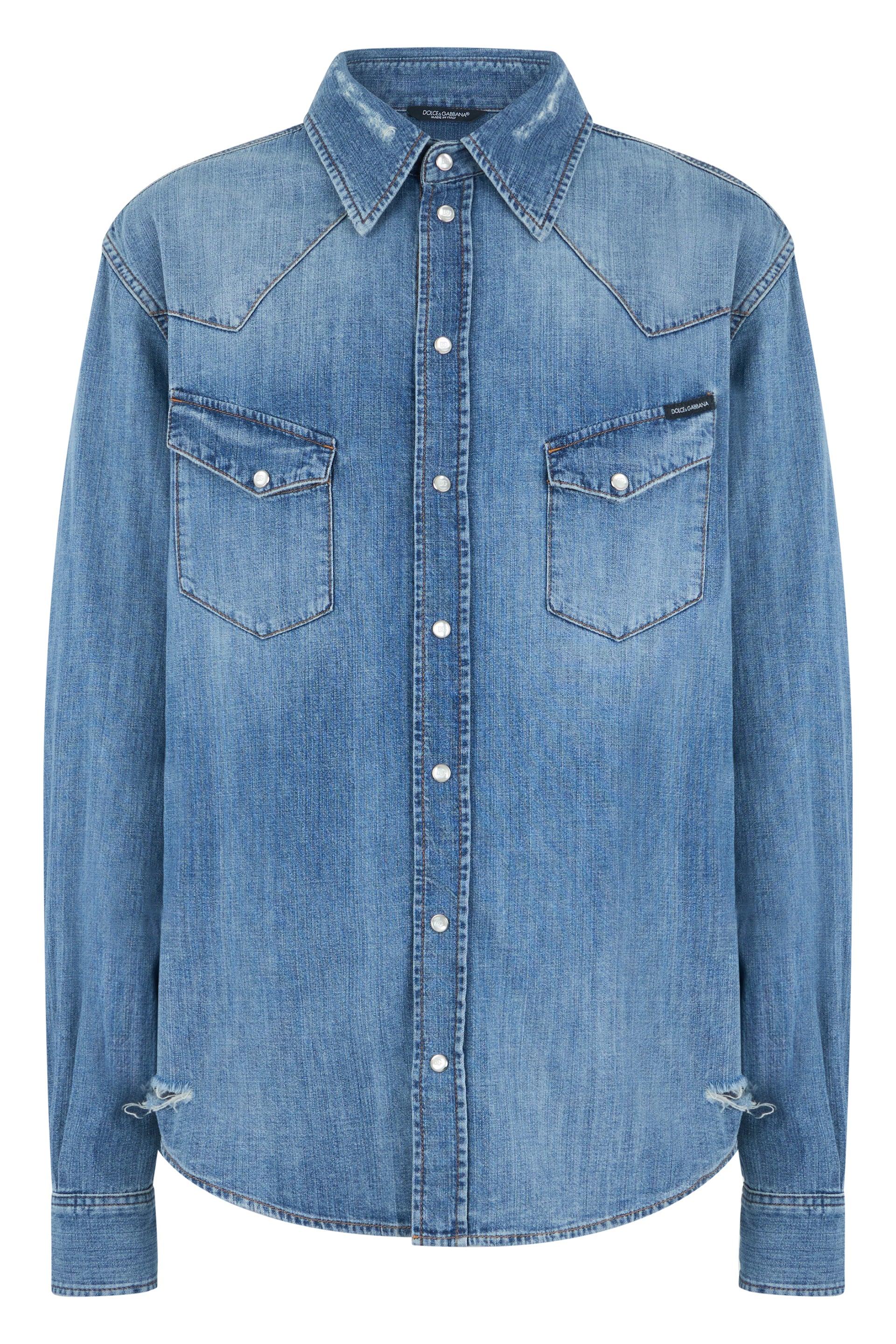 Men's Classic Cotton Denim Shirt with Button-Down Pockets
