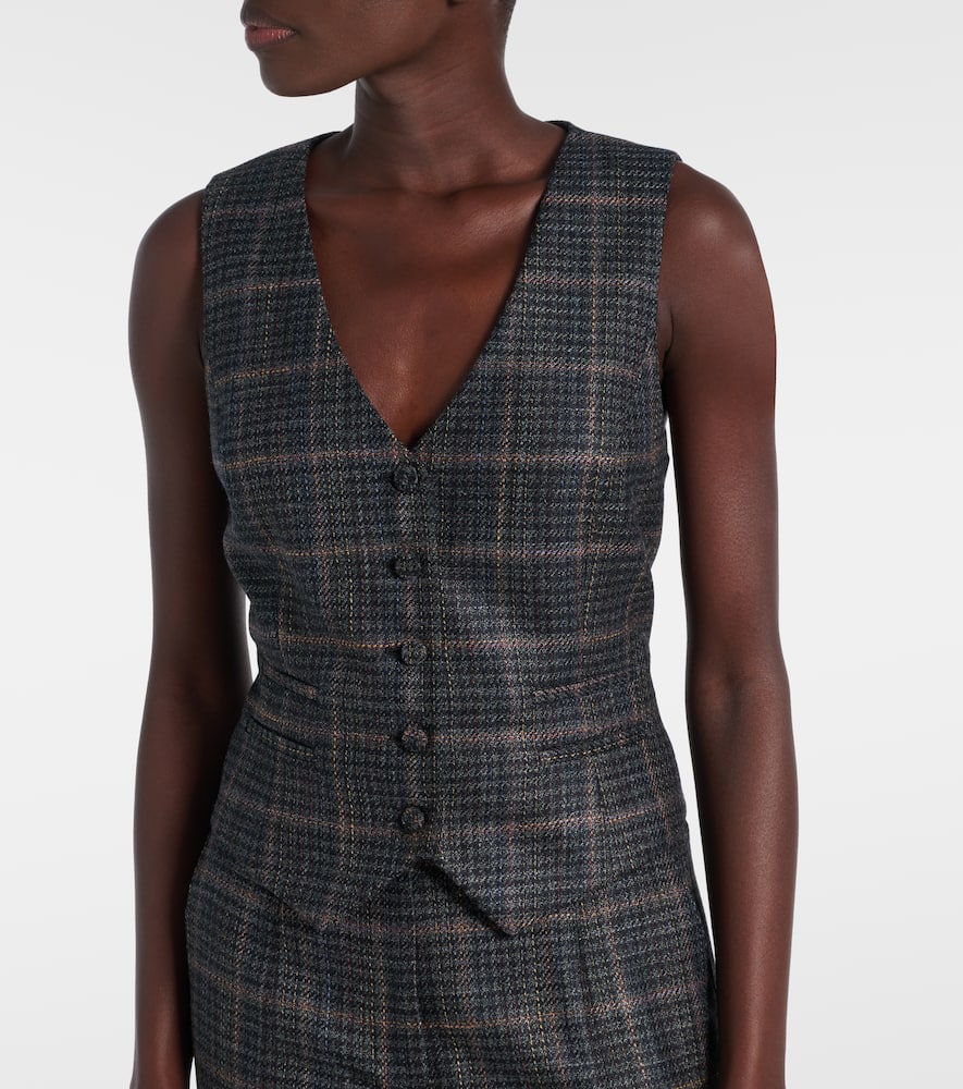 Coleridge checked wool and silk vest