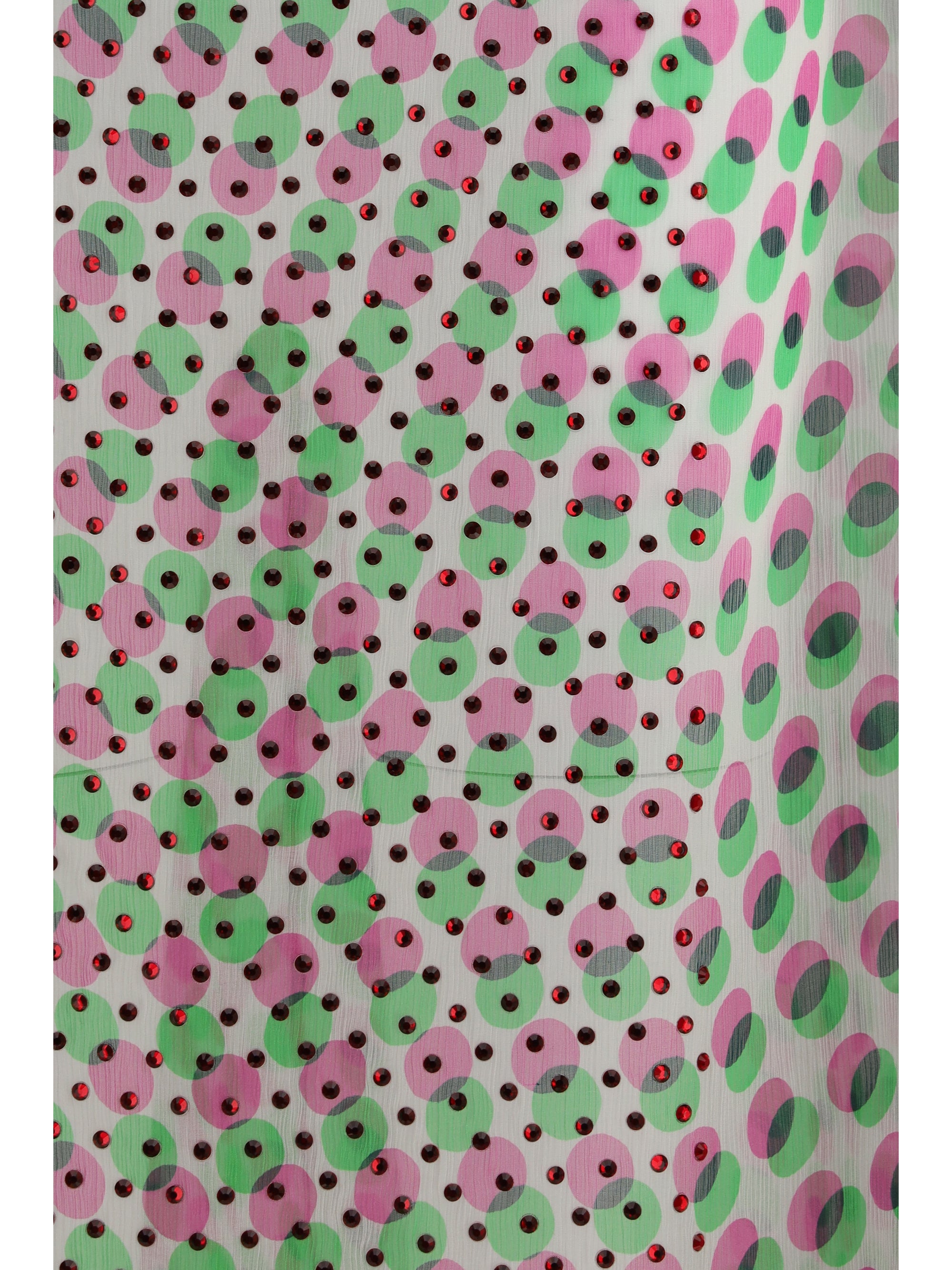 Polka-Dot Cape Silk Dress — Beige