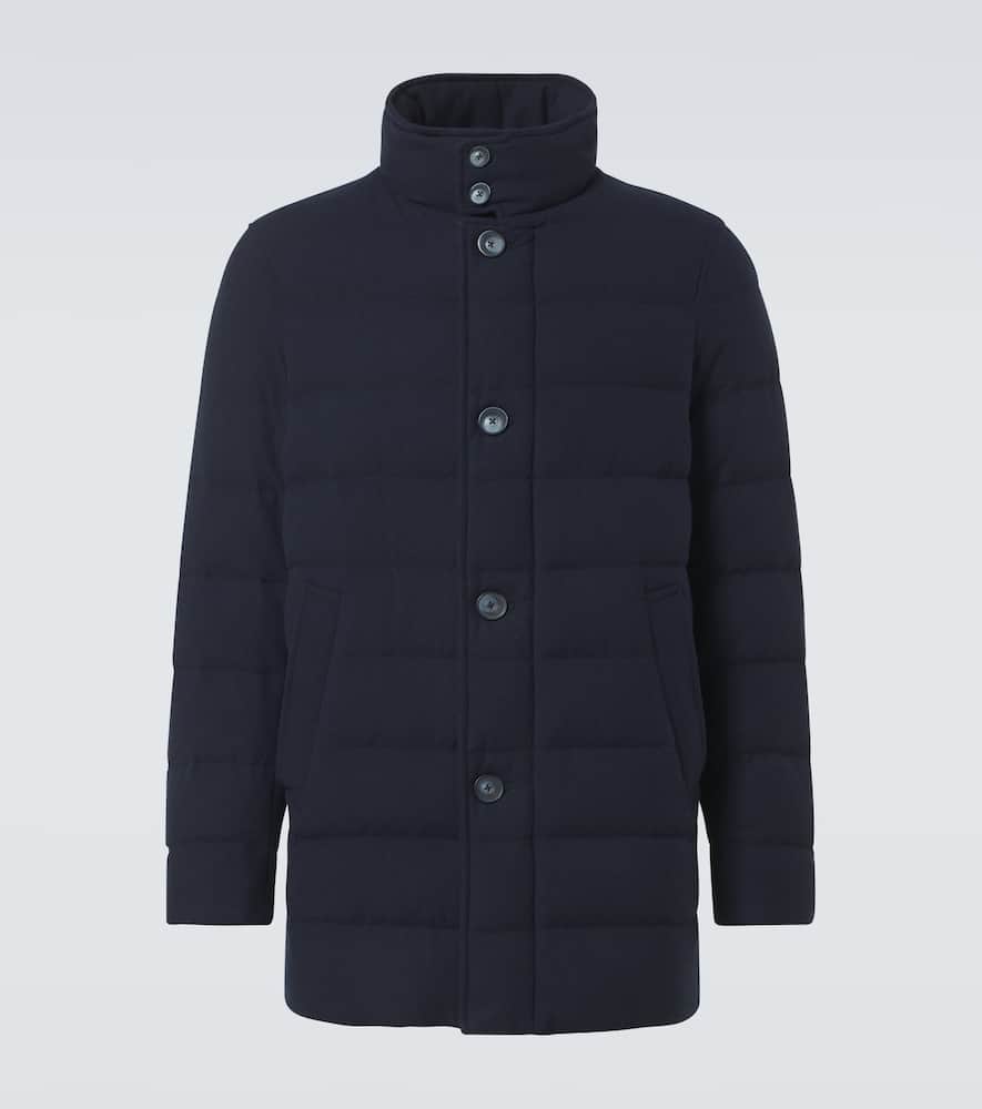 Paneled cashmere-blend down jacket