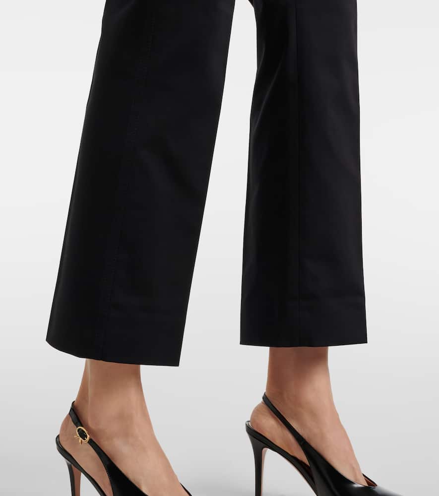 Okra mid-rise cotton flared pants