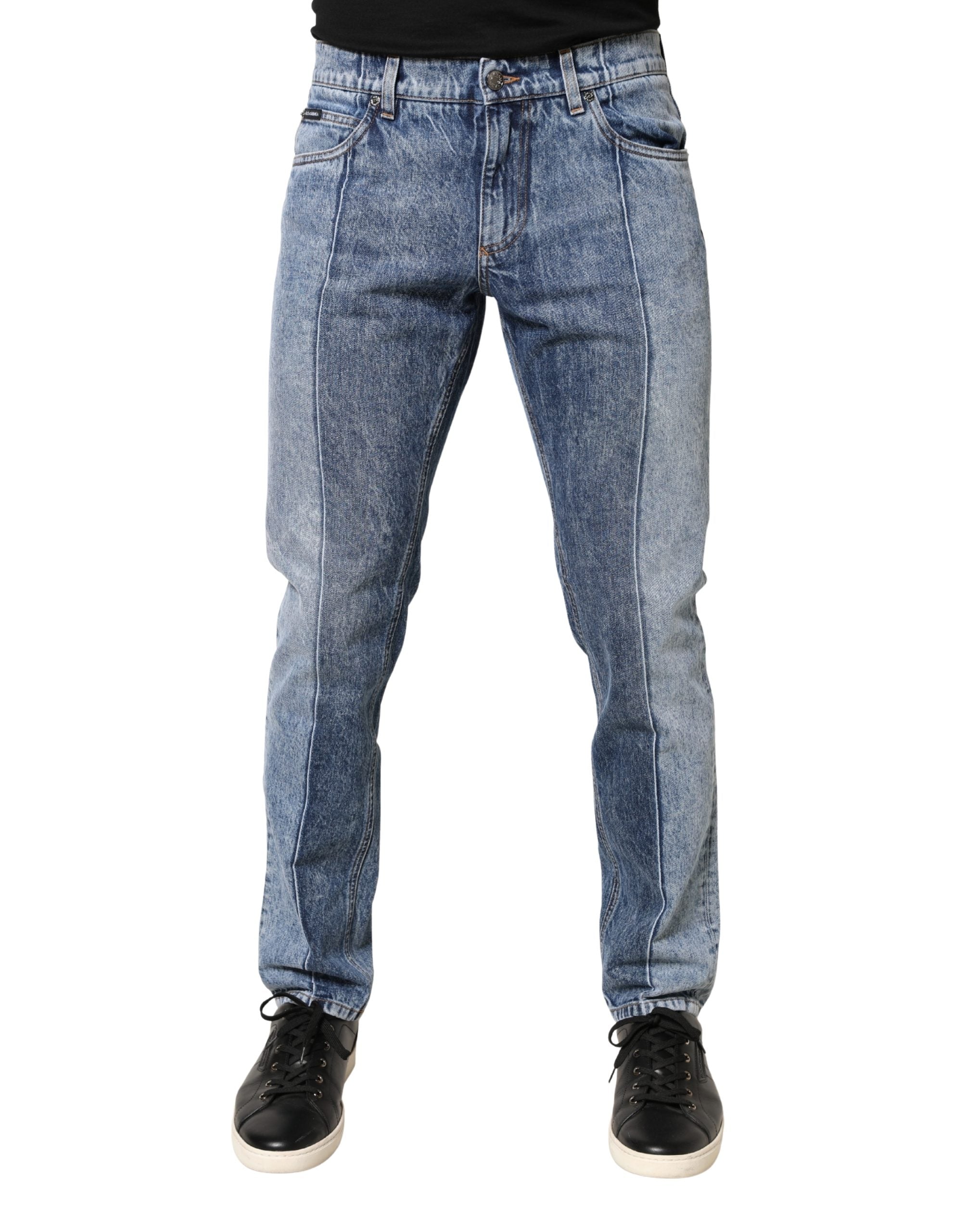 Two-Tone Cotton Jeans — Blue